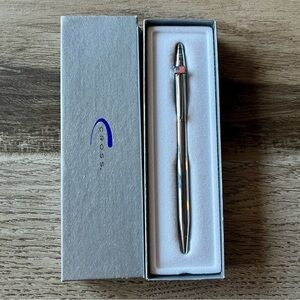 Cross Classic Century Lustrous Chrome Ballpoint Pen patriotic American Flag clip